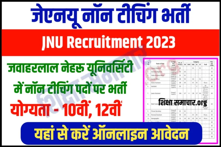 JNU Non Teaching Recruitment 2023 जवाहरलाल नेहरू यूनिवर्सिटी नॉन टीचिंग भर्ती के 388 पदों के लिए नोटिफिकेशन जारी, यहाँ से करें आवेदन