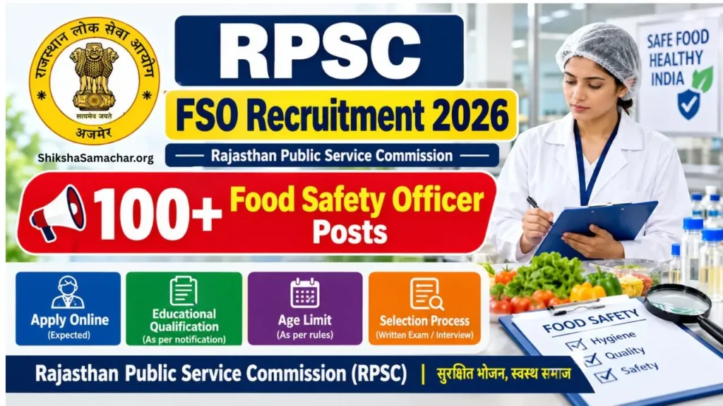 RPSC FSO Recruitment 2026 Notification Apply For 100+ Food Safety Officer Posts